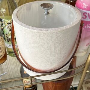 Vintage pebbles leather White Ice Bucket